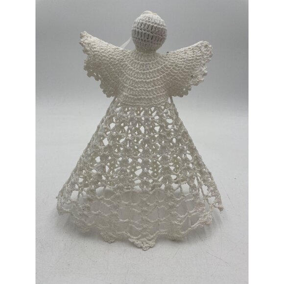 Handcrafted White Crochet Angel Ornament Decoration Christmas Tree Topper - Picture 5 of 6